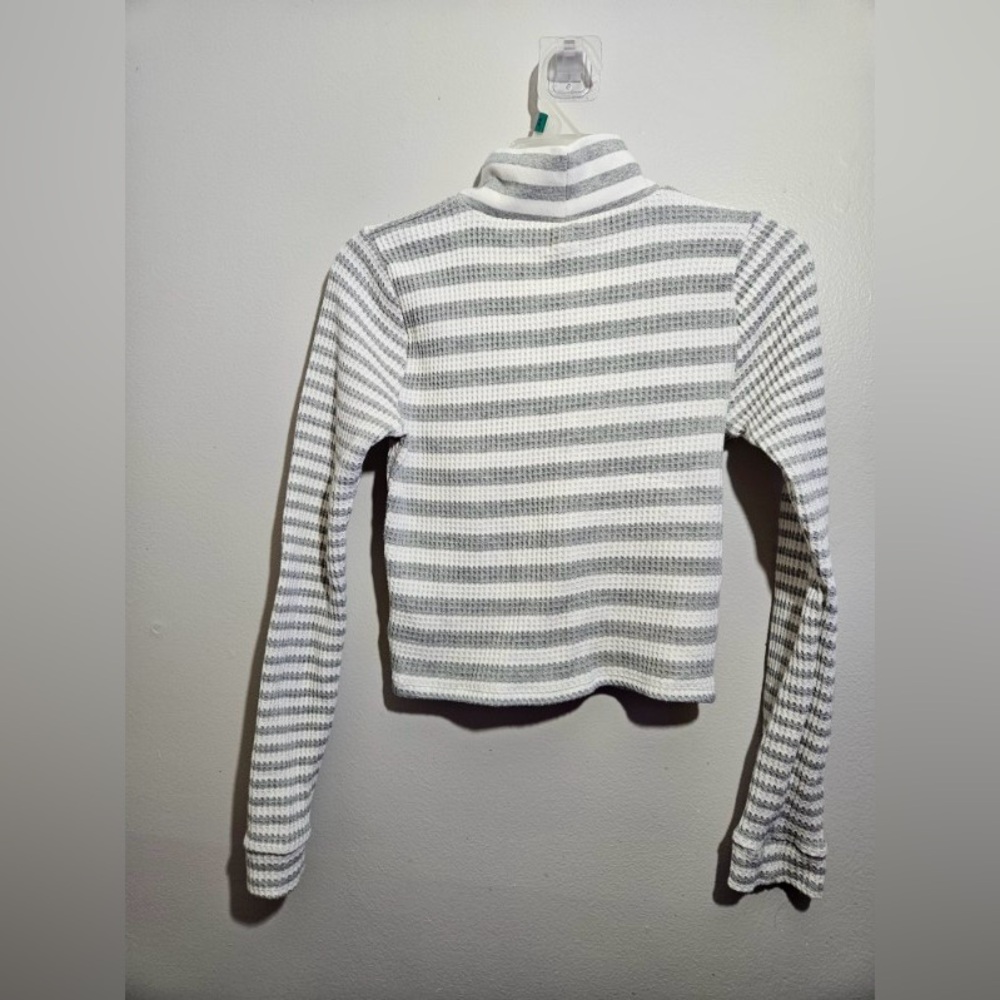 Aerie Gray and White Striped Turtleneck Sweater